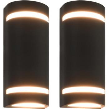 Set de 2 Lámparas de Pared Exteriores Semicirculares Negras para Jardín, GU10, IP44, 35W