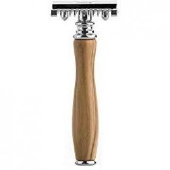 Razor Fusion Carthusia en Acero y Madera de Olivo - Herramienta de Afeitar para Todos los Tipos de Piel