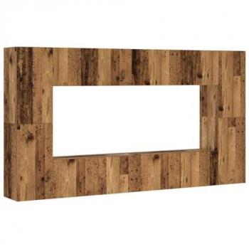 Muebles de TV de Pared 8 Piezas Madera Vieja Compuesta