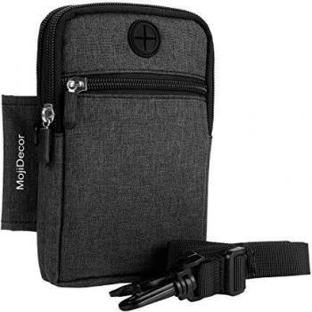 Riñonera para cinturón de MojiDecor, funda para el móvil para smartphones de hasta 6,3 pulgadas, Samsung S7 edge, iPhone 7 plus, iPhone 6, Samsung Note 7, N5, N4, N6, negro