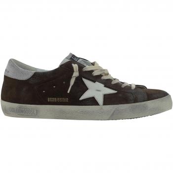 Golden Goose Men's Super-Star Suede Sneakers in Brown | Size 45 | GMF00101F006151 Color 55377