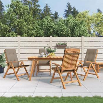 Reclining Teak Garden Chairs with Cushions Set of 4