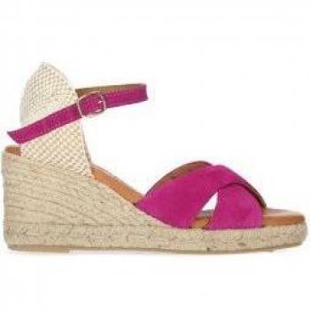 Chika10 Mujer Sandalias Cibeles 07 Lila Cuña Alpargatas Morado con Hebilla