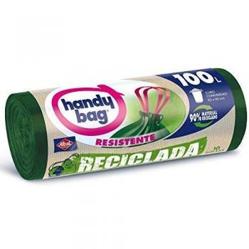 Handy Bag Bolsas de Basura 100L, 90% Reciclado, Extra Resistentes, 10 Bolsas