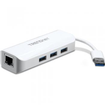 TRENDnet TU3-ETGH3 - Adaptador USB 3.0 a Gigabit 10/100/1000 Mbps y hub USB 3.0 5 Gbps