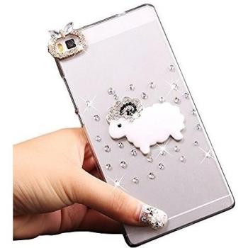 para Huawei Ascend P8 Caja Cristal Duro Funda Brillo de Bling Delgado 3D Shell Sunroyal Transparente Dura de la PC Bling Delgada Caja Gel de la Cubierta Cristal Brillantes Diamante Cover Parachoques Protectora Case Patrón Cisne Elegante