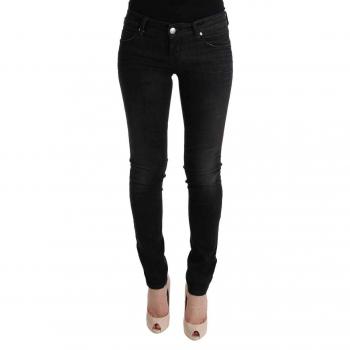 ACHT Black Denim Cotton Slim Fit Jeans - W26