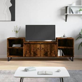 Mueble para TV de madera contrachapada en color roble ahumado, dimensiones 160x35x55 cm, diseño moderno para salón