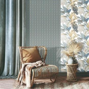 Noordwand Papel de Pared Revestimiento Mural Decoración de Hogar Salón Color Beige y Azul