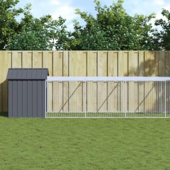vidaXL Chicken Cage with Run Anthracite 117x60.9x123 cm Galvanised Steel