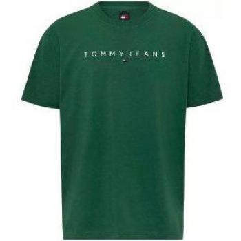 Camiseta verde con logo lineal de Tommy Jeans para hombre