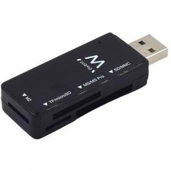 Ewent EW1049 - Lector Micro SD de Unidad Flash USB, Lector de Tarjetas SD USB 2.0, Tarjeta de Memoria SD/Adaptador de Tarjeta Flash para PC, Macbook Pro, Compatible con MMC/TF/SDXC/SDHC y Micro