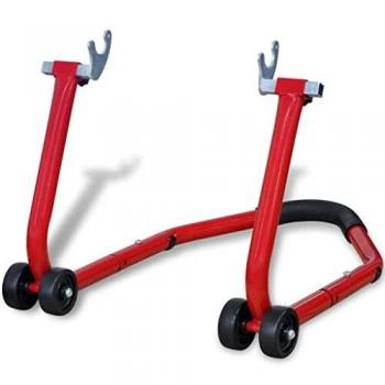 vidaXL Caballete Tipo Trasero para Motocicleta de Color Rojo de Acero Pintado