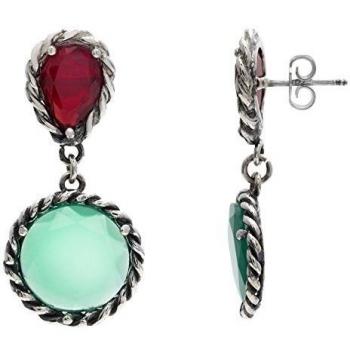 Córdoba Jewels |Pendientes en plata de ley 925 con semipreciosa con diseño Esmeralda & Rubí