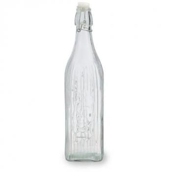 Botella de Vidrio Quid Viba 1L Transparente Brillante, Ecológica y Reciclable con Tapón, Apta para Frigorífico