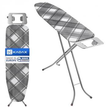 Tabla de Planchar Plegable Kadax con Soporte para Plancha, Funda de Algodón y Patas Antideslizantes (114 x 34 cm, Gris)