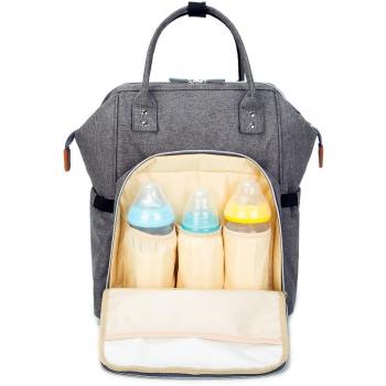 Wemk Mochilas de Pañales y Biberones, Mochila Maternidad Portatil con Bolsillo Térmico para Biberones, Fondo Impermeable, Bolsa para Carrito de Bebé, Gran Capacidad - Gris