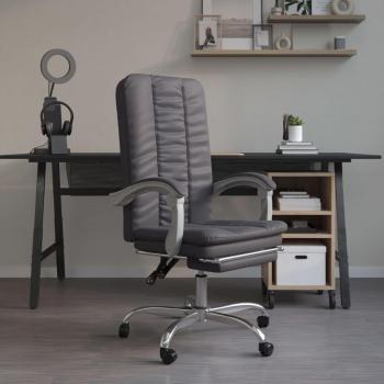 Silla de oficina reclinable de cuero sintético gris