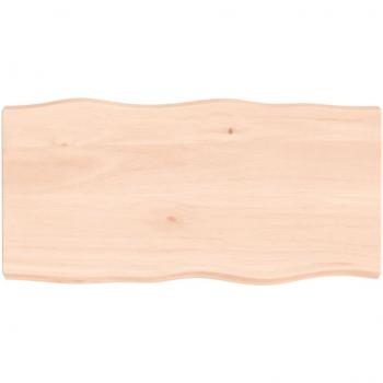 Tablero de mesa de madera maciza sin tratar 100x50x(2-6) cm con bordes vivos en color roble