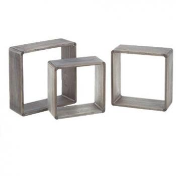 Set de 3 estantes cubo de madera gris nórdica moderna