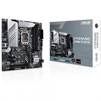 ASUS Prime Z690M-PLUS D4 Intel Z690 LGA 1700 mATX Motherboard PCIe 5.0, three M.2 slots, 10+1 DrMOS, DDR4, Intel 1 Gb LAN, HDMI, USB 3.2 Gen 2x2 Type-C, Front USB 3.2 Gen 1 Type-C, Thunderbol 4 header