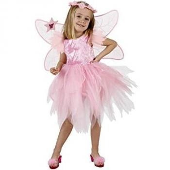 Disfraz de Hada Rosa para Niña - Disfraces de hadas, duendes, elfos; incluye vestido rosa con detalles brillantes, alas transparentes y varita mágica; talla 10-12 años