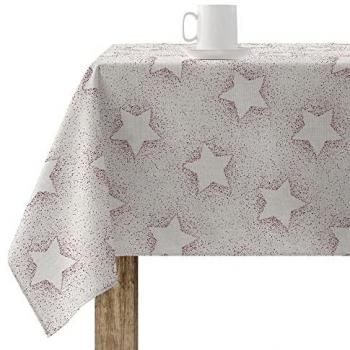 Mantel Navidad 100% algodón resinado antimanchas (tacto no plastificado) modelo Merry Christmas 75, dimensiones 140x140 cm, color multicolor, líquido no traspasa, fabricado en España