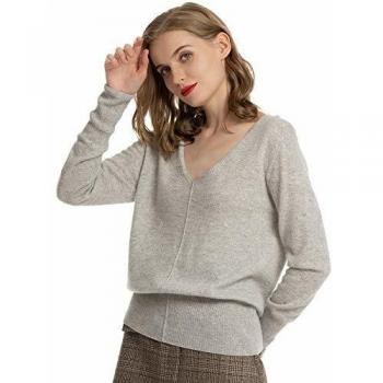 Woolen Bloom Jersey Mujer Invierno V Cuello Suéter 100% Pura Cachemira Camisetas Mujer Manga Larga Punto Camisa Suave para Mujer Primavera Otoño