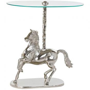 Mesa auxiliar DKD Home Decor Transparente Aluminio Cristal Plateado Caballo (54 x 39 x 57 cm)