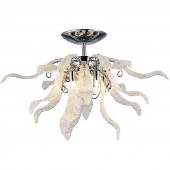Lámpara de techo Lily 6 bombillas G9 cromo pulido con juego de vidrio y cristal arena