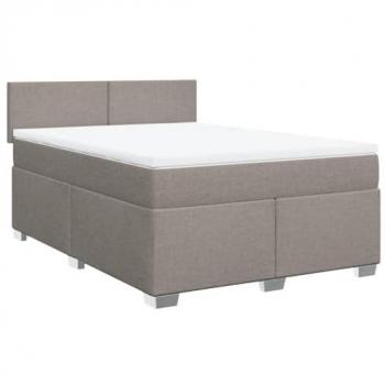 Estructura de cama box spring con colchón de muelles en tela gris taupe 140x200 cm