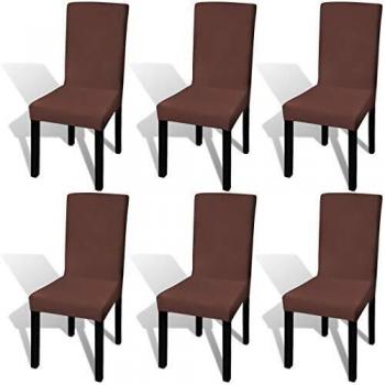 vidaXL Funda para Silla elástica Recta 6 Unidades marrón