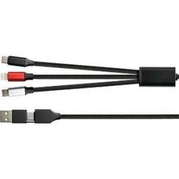 Cable de Carga 6 en 1 PYTHON USB-A/USB-C a USB-C/Micro-USB/Lightning, Textil, 1.2m, 3A