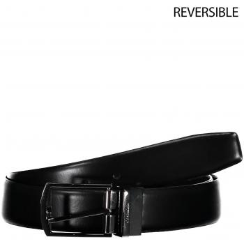 Calvin Klein Reversible Black Leather Belt - 100 cm / 40 Inches with Metal Buckle
