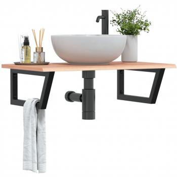vidaXL Basin Shelf Wall Mounted Steel and Solid Wood Oak