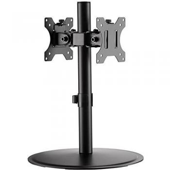 Soporte de escritorio para 2 monitores de 17 a 32 con ajuste vertical y negro, compatible con VESA