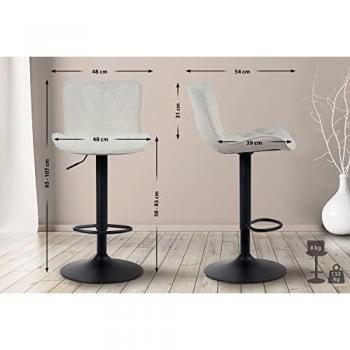 Taburetes de bar regulables en tela crema - Set de 2 Emma