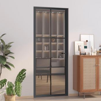 Black ESG Glass and Aluminum Interior Door 83x201.5 cm