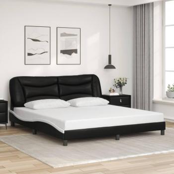 Cabecero de cama de cuero sintético blanco y negro de 180x200 cm