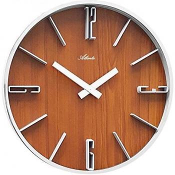 Reloj de Pared Atlanta 4426/20 Cuartz Analógico Redondo Color Nuez con Acabado de Madera