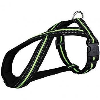 TRIXIE Arnés Confort Fusion, S, 35-50 cm/23 mm, Negro-Verde, Perro