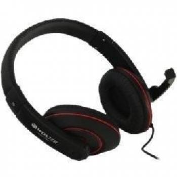 Woxter PCS71908WX234 -  Auriculares diadema con micrófono, color negro y rojo