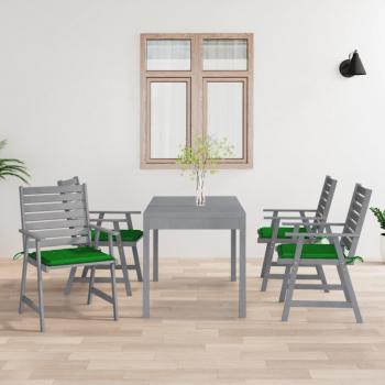 Sillas de comedor al aire libre con almohadas 4 piezas de acacia de madera maciza