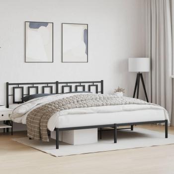 vidaXL Black Metal Bed Frame with Headboard 76x79.9 (193x203 cm)