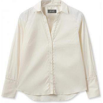 MOS MOSH Feminine Wave Shirt with Embroidered Edge in Cream, Size S