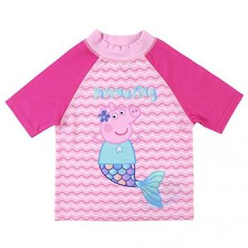 Camiseta de Baño Peppa Pig Rosa - Tejido de Secado Rápido - Estampado de Sirena - Talla 18 Meses