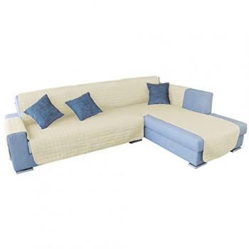 Funda de Sofá Chaise-Longue 4 Plazas Reversible y Adaptable a Ambos Lados Crudo Elegant