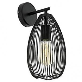 Aplique de Pared Vintage Eglo Clevedon Negro 1 Bombilla E27, Material: Acero, Estilo Retro