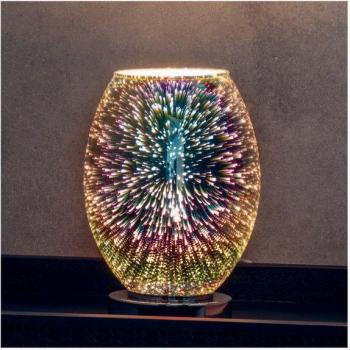 Lámpara de mesa Stellar de cristal holográfico cromado con placa cromada, E14