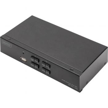 Conmutador KVM DIGITUS 4x1 DisplayPort 4K60Hz, USB, Negro